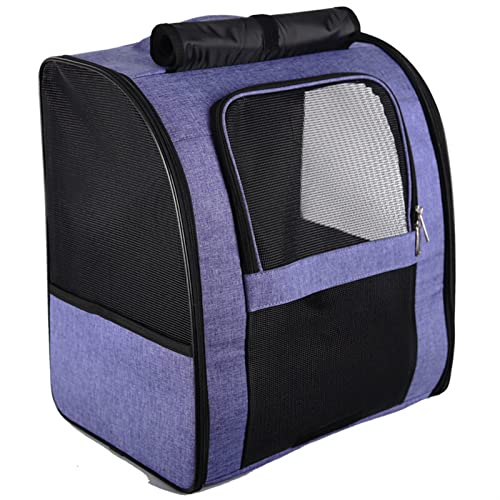 Katzentrage Katzenrucksack, Haustierrucksack mit großer Kapazität, Oxford-Stoff, atmungsaktiv, kühlende Katzentasche, Haustier-Tragetasche (Farbe: Lila, Größe: L) von SISWIM