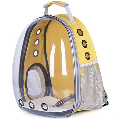 Katzentrage Niedlicher Katzenblasen-Rucksack, tragbare Reisetasche, atmungsaktiver Weltraumkapsel-Rucksack, Haustier-Tragetasche (Farbe: Gelb, Größe: Medium) von SISWIM