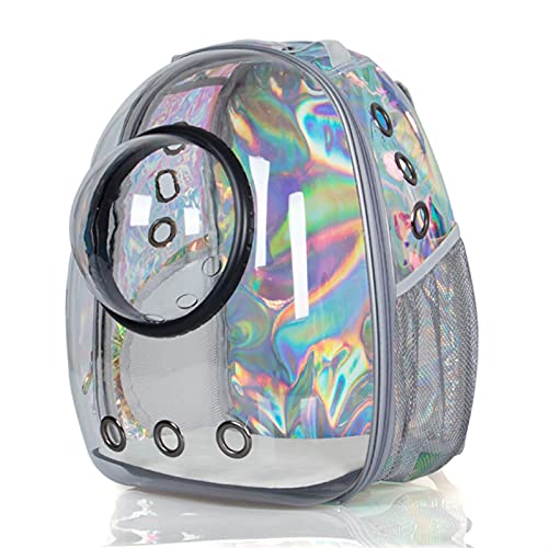 Katzentrage Niedlicher Katzenblasen-Rucksack, tragbare Reisetasche, atmungsaktiver Weltraumkapsel-Rucksack, Haustier-Tragetasche (Farbe: Laser, Größe: Medium) von SISWIM