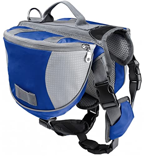 Katzentragetasche, Haustier-Hundesatteltasche, Rucksack, mittelgroßes Hundegeschirr, Outdoor-Wandern, Camping, Training, Geschirr, Haustier-Tragetasche (Farbe: Blau, Größe: S) von SISWIM