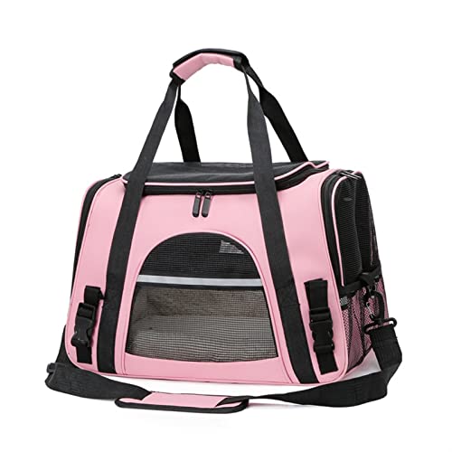 Katzentragetasche, Haustier-Tragetasche, atmungsaktiver One-Shoulder-Rucksack, geeignet für Katzen und kleine Hunde zum Reisen (Farbe: Rosa, Größe: L) von SISWIM