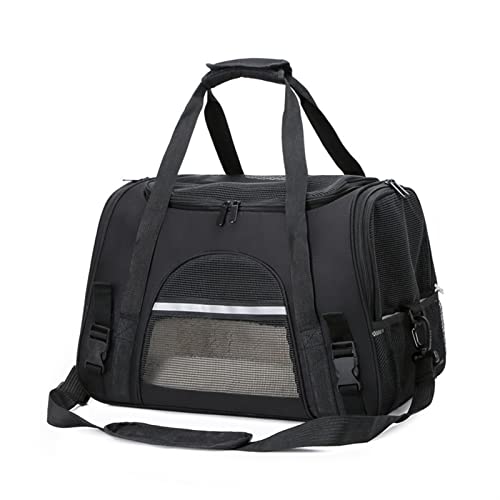 Katzentragetasche, Haustier-Tragetasche, atmungsaktiver One-Shoulder-Rucksack, geeignet für Katzen und kleine Hunde zum Reisen (Farbe: Schwarz, Größe: L) von SISWIM