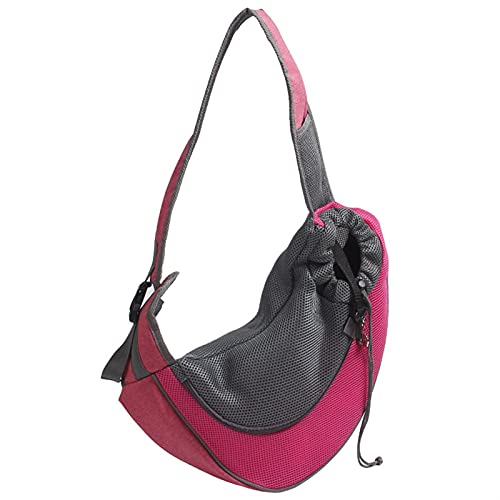 Katzentragetasche, Outdoor-Hundetasche, One-Shoulder-Katzentasche, Reise-Fronthandtasche, Netz-Oxford, tragbare Welpenbedarf, Haustier-Tragetasche (Farbe: Rosarot, Größe: S) von SISWIM