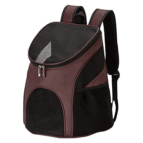 Katzentragetasche, faltbar, Netzstoff, atmungsaktiv, große Kapazität für Hunde und Katzen, Outdoor-Reiserucksack, Haustiertrage (Farbe: Kaffee, Größe: S) von SISWIM