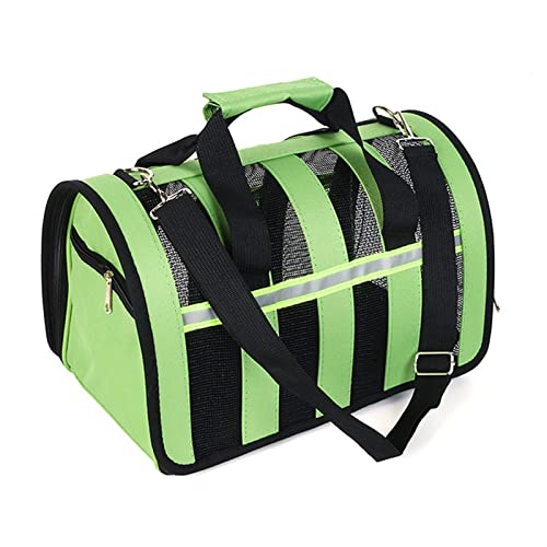 Katzentragetasche, geeignet für kleine und mittelgroße Katzen und Hunde zum Ausgehen, faltbare, tragbare Netztasche, niedliche Haustiertasche für Haustiere (Farbe: Grün, Größe: L) von SISWIM