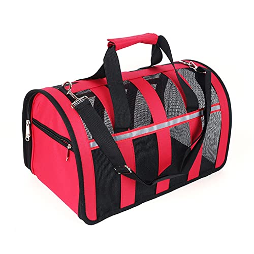 Katzentragetasche, geeignet für kleine und mittelgroße Katzen und Hunde zum Ausgehen, faltbare, tragbare Netztasche, niedliche Haustiertasche für Haustiere (Farbe: Rot, Größe: S) von SISWIM