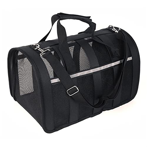 Katzentragetasche, geeignet für kleine und mittelgroße Katzen und Hunde zum Ausgehen, faltbare, tragbare Netztasche, niedliche Haustiertasche für Haustiere (Farbe: Schwarz, Größe: M) von SISWIM