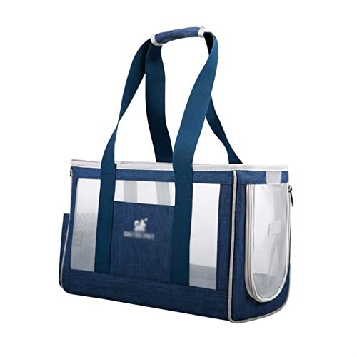Katzentragetasche Atmungsaktive Katzentragetasche, Katzentransporttasche, tragbare Haustierhandtasche Haustiertragetasche (Farbe: Blau, Größe: L) von SISWIM