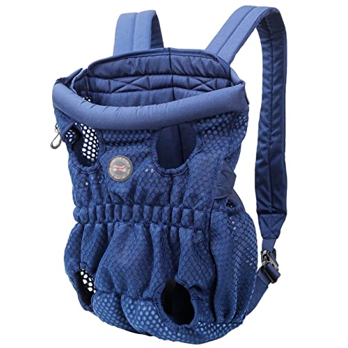 Katzentragetasche Haustier Hund Vierfach Rückentasche, Netztasche, Katzenrucksack, Tiertransporttrage Haustiertrage (Farbe: Blau, Größe: L) von SISWIM