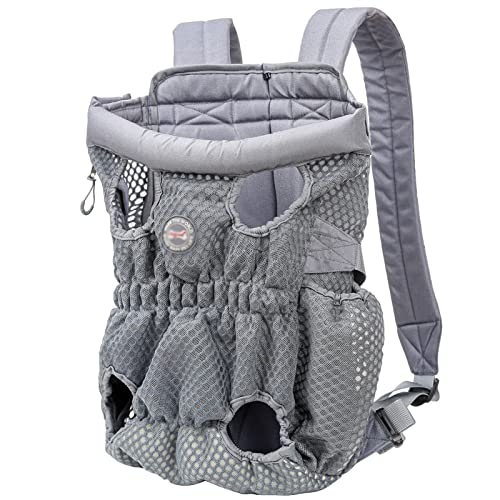 Katzentragetasche Haustier Hund Vierfach Rückentasche, Netztasche, Katzenrucksack, Tiertransporttrage Haustiertrage (Farbe: Grau, Größe: L) von SISWIM