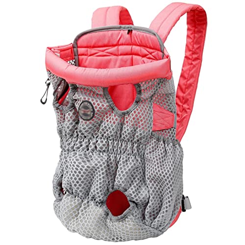Katzentragetasche Haustier Hund Vierfach Rückentasche, Netztasche, Katzenrucksack, Tiertransporttrage Haustiertrage (Farbe: Rosa, Größe: L) von SISWIM