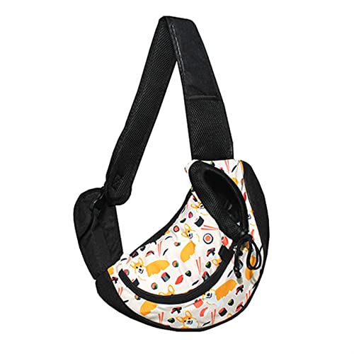 Katzentragetasche Haustier-Reise-Umhängetasche, Netztasche, atmungsaktives Hundegeschirr, Katzen-Outdoor-Schutzhülle für Haustiere (Farbe: gelb korkig, Größe: groß) von SISWIM