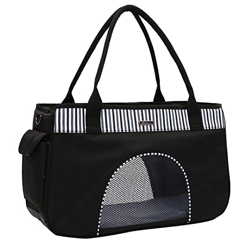 Katzentragetasche Haustier-Tragetasche, atmungsaktive Tasche für Katzen und Hunde, tragbare Haustier-Tragetasche (Farbe: Schwarz, Größe: M) von SISWIM