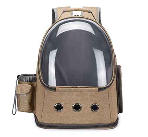 Katzentragetasche Katzenrucksack, Raumkapselblase, atmungsaktiv, tragbarer Haustier-Rucksack, Wandertasche, Haustier-Tragetasche (Farbe: Kaffee, Größe: L) von SISWIM