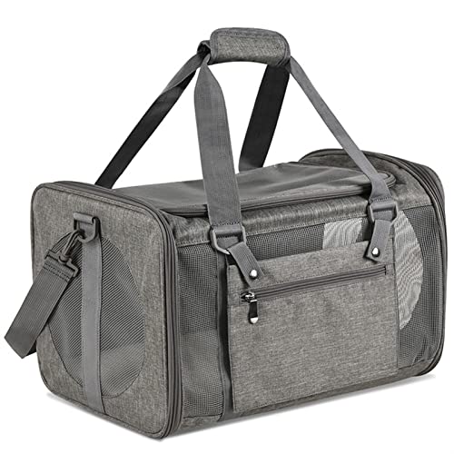 Katzentragetasche Katzenrucksack, weiche Oberfläche, Haustier-Tragetasche, Katzentransporttasche mit Netzfenster, Haustiertragetasche (Farbe: Grau, Größe: M) von SISWIM