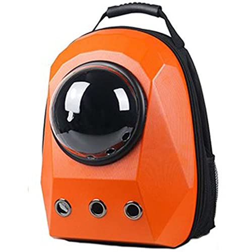 Katzentragetasche Weltraumkapsel Katze Haustier Rucksack mit transparenten Fenstern, atmungsaktiver Outdoor-Reiserucksack Haustierträger (Farbe: Orange, Größe: M) von SISWIM