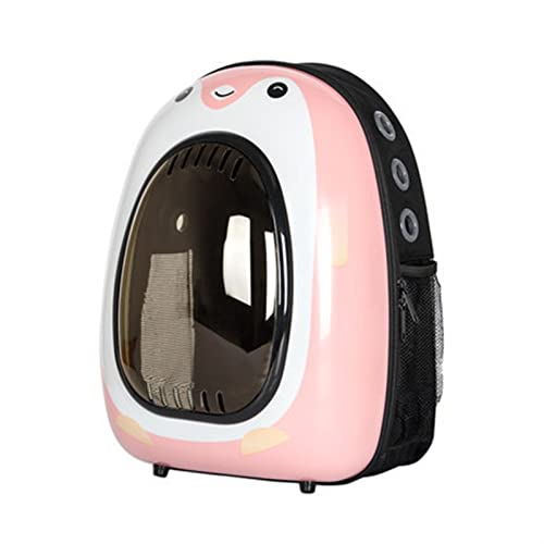 Katzentragetasche Weltraumkapsel Katze Haustier Rucksack mit transparenten Fenstern, atmungsaktiver Outdoor-Reiserucksack Haustierträger (Farbe: Rosa, Größe: M) von SISWIM