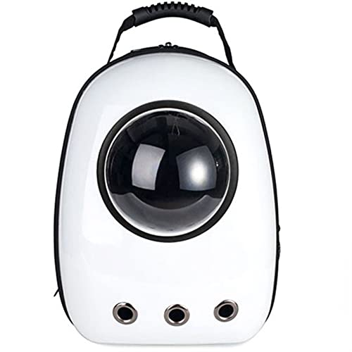 Katzentragetasche Weltraumkapsel Katze Haustier Rucksack mit transparenten Fenstern, atmungsaktiver Outdoor-Reiserucksack Haustierträger (Farbe: Weiß, Größe: M) von SISWIM