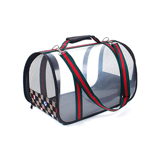 Katzentragetasche für Haustiere, Katzen, transparent, modisch, faltbar und atmungsaktiv, Haustier-Reisetasche, Haustier-Tragetasche (Farbe: Rot, Größe: L) von SISWIM