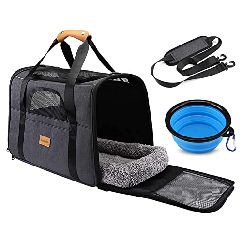 SISWIM Katzentrage mit großem Fassungsvermögen, weicher Hunderucksack, faltbar, tragbare Hundetasche, Haustiertransport/Rucksack für Haustiere (Farbe: Schwarz) von SISWIM