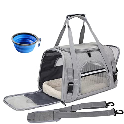 SISWIM Katzentrage mit großem Fassungsvermögen, weicher Hunderucksack, faltbare, tragbare Hundetasche, Haustiertransport/Rucksack für Haustiere (Farbe: Grau) von SISWIM