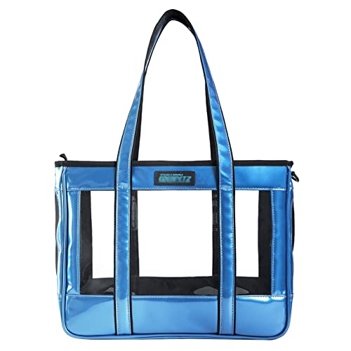 SISWIM Katzentragetasche für große Haustiere, Hund und Katze, modisch und transparent, Reise-PU-Schultertasche (Farbe: Blau) von SISWIM