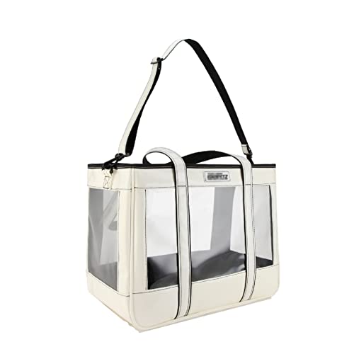 SISWIM Katzentragetasche für große Haustiere, Hund und Katze, modisch und transparent, Reise-PU-Schultertasche (Farbe: Weiß) von SISWIM