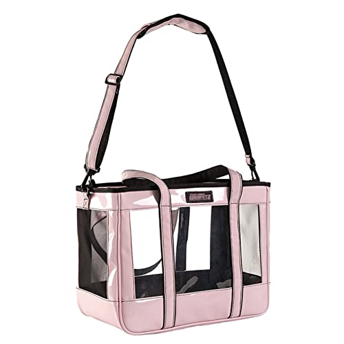 SISWIM Katzentragetasche für große Haustiere, Hund und Katze, modisch und transparent, Reise-PU-Schultertasche für Haustiere (Farbe: Babyrosa) von SISWIM