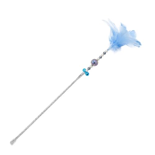 Interaktiver Katzen-Teaser-Stick mit Feder und Glöckchen, lustiger Zauberstab for Kätzchen, Spiel- und Trainingszubehör Katzenspielzeug(Blue) von SITBXO