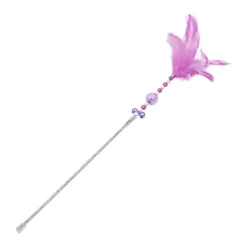 Interaktiver Katzen-Teaser-Stick mit Feder und Glöckchen, lustiger Zauberstab for Kätzchen, Spiel- und Trainingszubehör Katzenspielzeug(Purple) von SITBXO
