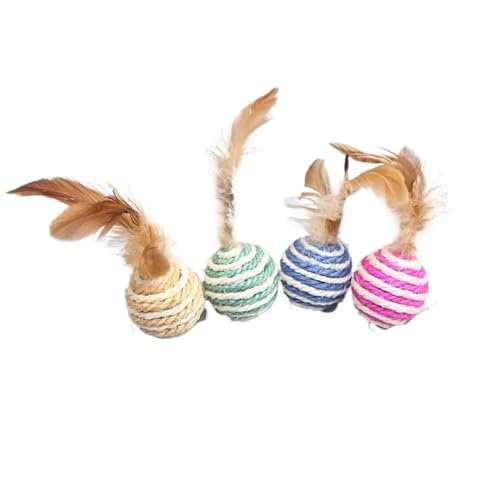 Interaktiver Katzenkratzball mit Feder und Rassel, Kauspielzeug for Spielen und Trainieren von Kätzchen Katzenspielzeug von SITBXO