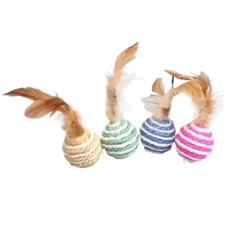 Katzenspielzeug, Rattan-Federball mit Glöckchen, lustiges interaktives Spiel for Kätzchen und Haustierbedarf Katzenspielzeug(2pc Random) von SITBXO