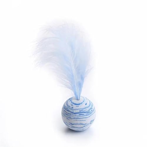 Katzenspielzeug Star Ball Plus Feder Eva-Schaum Wurfspielzeug mit Sterntextur for Hunde & Katzen Katzenspielzeug(Blue) von SITBXO