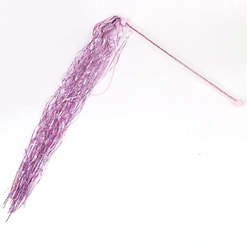 Katzenspielzeug mit glänzender Quaste, bunter Kunststoffstab, lustiger interaktiver Stab for Katzen und Haustierbedarf Katzenspielzeug(Pink) von SITBXO