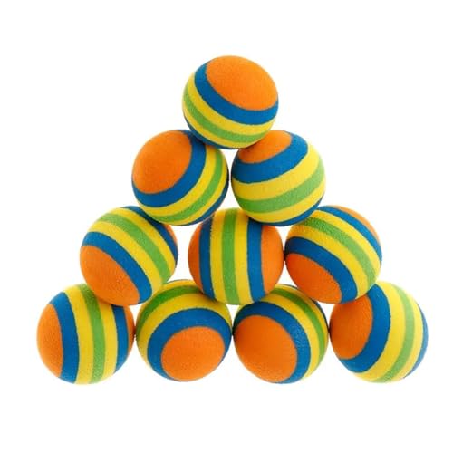 SITBXO 10 Bunte Schaumstoff-Katzenbälle mit Rassel, interaktives Kau- und Kratzspielzeug Katzenspielzeug(As shown-01) von SITBXO