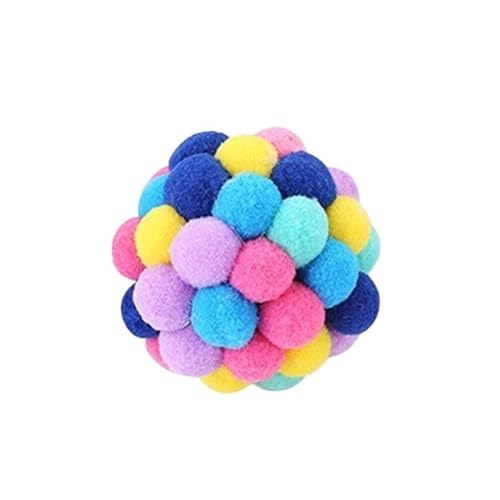 SITBXO Buntes Plüschball-Katzenspielzeug – Elastisches Glöckchen for selbstspielenden Spaß Katzenspielzeug(Random Color 6cm) von SITBXO
