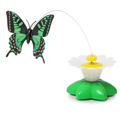 SITBXO Elektrisches rotierendes Schmetterlings-Katzenspielzeug, bunt, interaktiv, Fliegender Kolibri Katzenspielzeug(Butterfly Random) von SITBXO