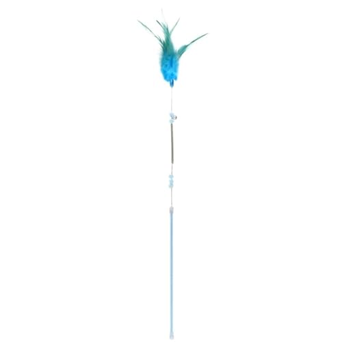 SITBXO Interaktive Katzenangel mit Glocke und Federspielzeugstab for Hauskatzen Katzenspielzeug(Blue) von SITBXO