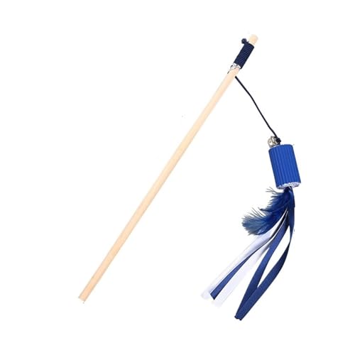 SITBXO Interaktiver Katzen-Teaser-Stick aus Federplüsch mit Glöckchen, Holzmaus und Fisch-Design Katzenspielzeug(2) von SITBXO