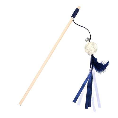 SITBXO Interaktiver Katzen-Teaser-Stick aus Federplüsch mit Glöckchen, Holzmaus und Fisch-Design Katzenspielzeug(3) von SITBXO