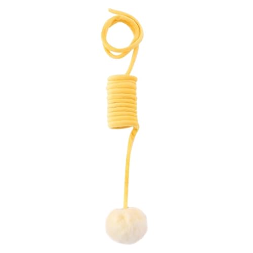 SITBXO Interaktives Katzenspielzeug, Plüsch-Federball, hängende Tür, Kätzchen-Teaser-Zauberstab mit Glocke, Haustier-Zubehör Katzenspielzeug(Yellow) von SITBXO