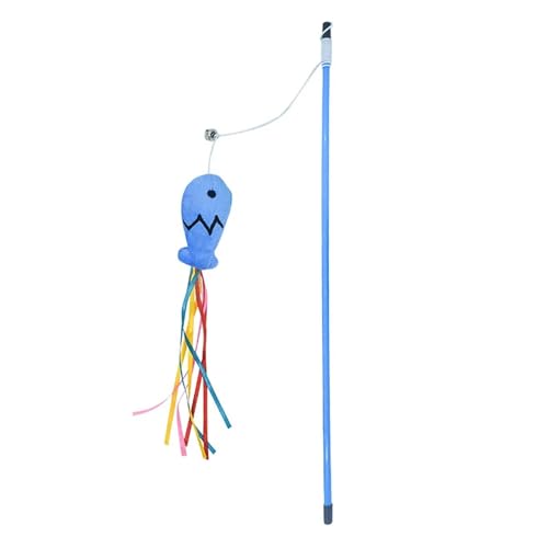 SITBXO Interaktives Katzenspielzeug, lustige farbige Mintfischquaste mit Glocke for Kätzchen, Spielstab, Haustierzubehör Katzenspielzeug(Blue) von SITBXO