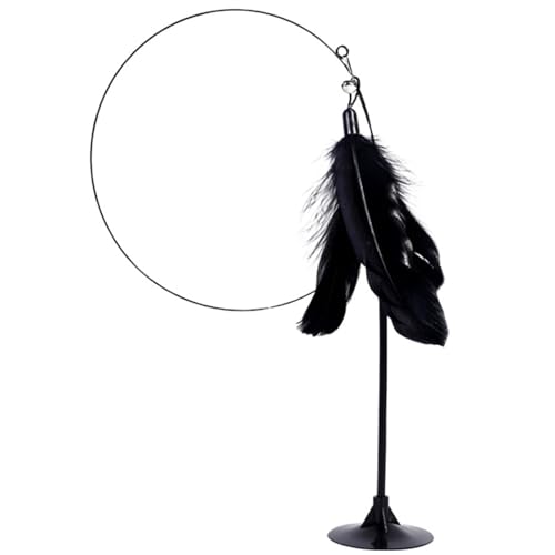 SITBXO Interaktives Katzenspielzeug mit Federn for Kratzen und Necken, lustiges Spiel mit Glöckchen, Haustierzubehör Katzenspielzeug(Black) von SITBXO