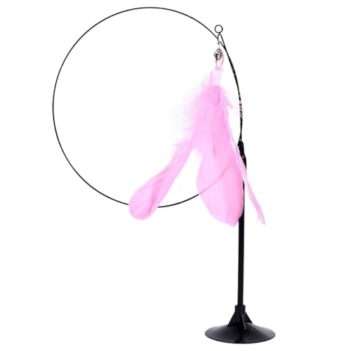 SITBXO Interaktives Katzenspielzeug mit Federn for Kratzen und Necken, lustiges Spiel mit Glöckchen, Haustierzubehör Katzenspielzeug(Pink) von SITBXO