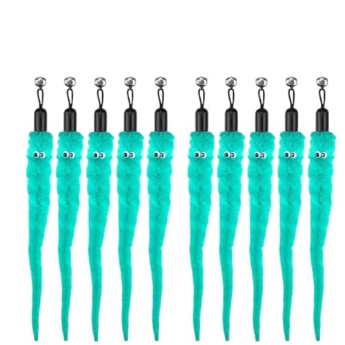 SITBXO Katzenspielzeug-Zubehör, Wurm-Ersatzköpfe, lustiger Plüschstab for interaktives Haustierspiel Katzenspielzeug(10Pcs Blue) von SITBXO