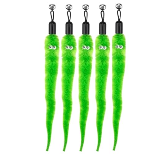 SITBXO Katzenspielzeug-Zubehör, Wurm-Ersatzköpfe, lustiger Plüschstab for interaktives Haustierspiel Katzenspielzeug(5Pcs Green) von SITBXO