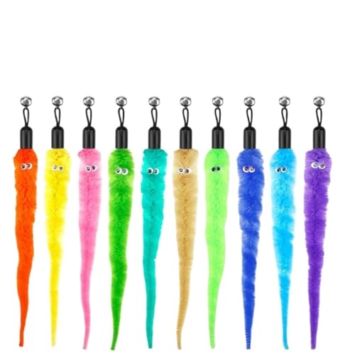 SITBXO Katzenspielzeug-Zubehör, Wurm-Ersatzköpfe, lustiger Plüschstab for interaktives Haustierspiel Katzenspielzeug(5Pcs Multicolor) von SITBXO