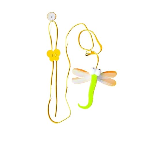 SITBXO Lustiger Kätzchenstab, elastisches Seil, Libellenfeder, Glockenspielzeug, Hängeschaukel for Katzen und Kätzchen Katzenspielzeug(Green Dragonfly) von SITBXO