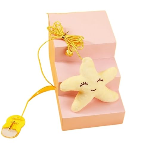 SITBXO Lustiger Kätzchenstab, elastisches Seil, Libellenfeder, Glockenspielzeug, Hängeschaukel for Katzen und Kätzchen Katzenspielzeug(Starfish) von SITBXO