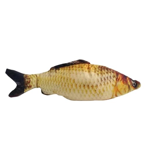 SITBXO Weiches 3D-Plüschfisch-Katzenspielzeug mit Katzenminze, bissfestes Design Katzenspielzeug(Crucian carp,20CM) von SITBXO